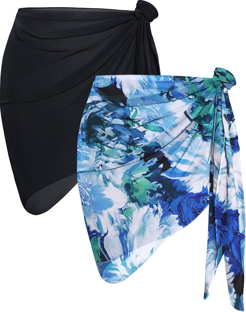 CHICGAL 2 Pieces Women Beach Sarong Bathing Suit Wrap Skirt Sheer Bikini Swimsuit Cover Ups for Swimwear - Image 1